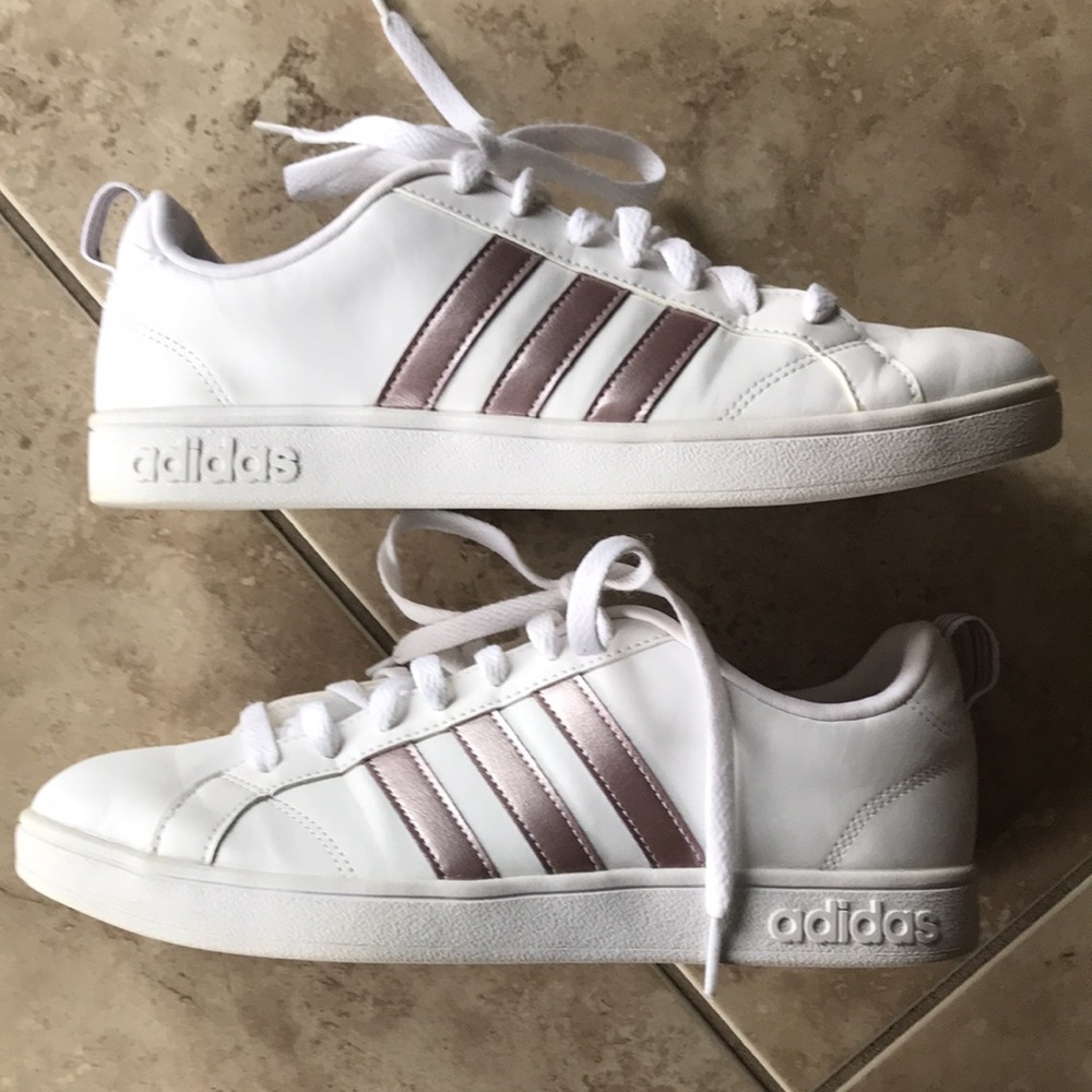 Adidas White and Rose Gold Women's Sneakers